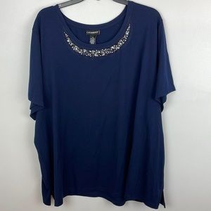 Women’s Catherines Blouse Color Navy Blue Size 3X 26/28W